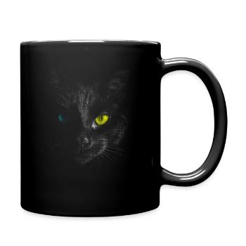 Schwarze Katze - Tasse einfarbig - Schwarz - Rechts