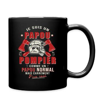 papou pompier cadeau humour sapeurs pompiers - Mug uni - noir - Droite