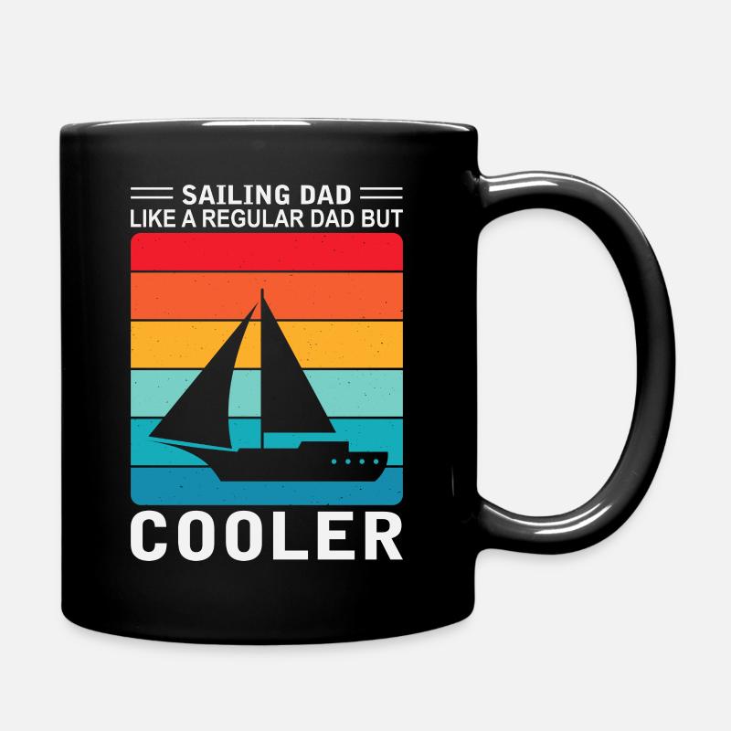 Mens Sailing Dad Sailboat Sailor Funny Father Day - Full Colour Mug - black