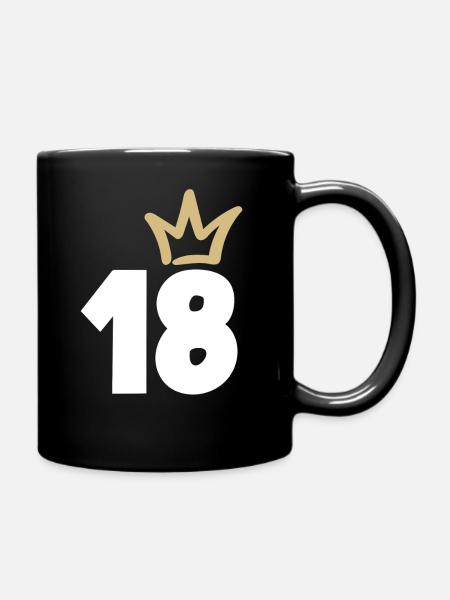 18. Geburtstag Goldene Krone - Tasse einfarbig - Schwarz