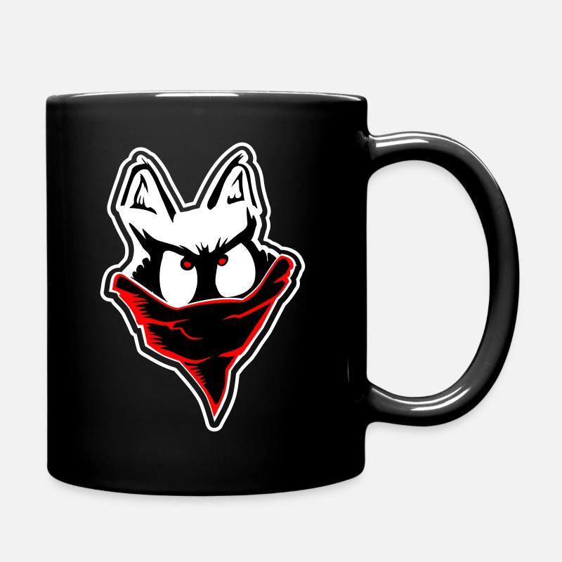 Logo Mad Coon avec bandana et contour - Mug uni - noir