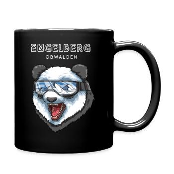 Engelberg Obwalden Schweiz Retro Ski Panda - Tasse einfarbig - Schwarz - Rechts