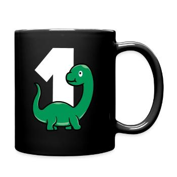 EINS DINO Dinosaurier Baby 1 Jahr - Tasse einfarbig - Schwarz - Rechts