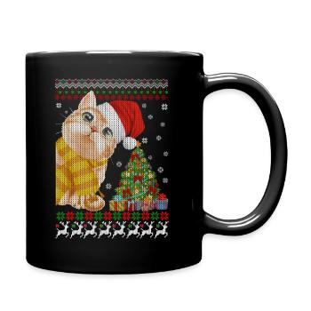 Cat Hello Christmas For Cat Lover Ugly Christmas - Tasse einfarbig - Schwarz - Rechts