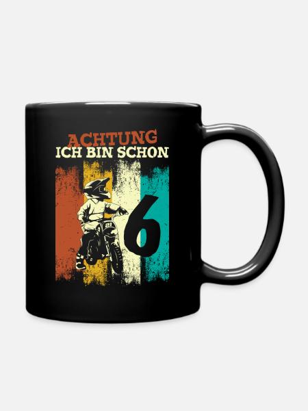 6. Geburtstag Cooles Motocross 6 Jahre Mädchen - Tasse einfarbig - Schwarz