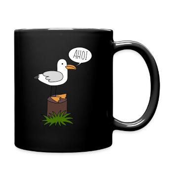 Möwe Ahoi - Tasse einfarbig - Schwarz - Rechts