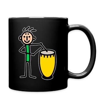Drummer Trommler spielt Congas Djembe - Tasse einfarbig - Schwarz - Rechts