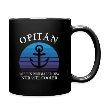 Kapitän - Opa Sprüche - Tasse einfarbig - Schwarz - Rechts