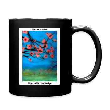 Rette die Erde - Tasse einfarbig - Schwarz - Rechts