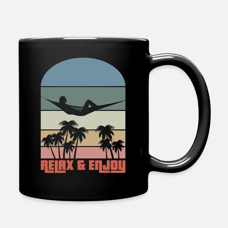Relax & Enjoy - Tasse einfarbig - Schwarz