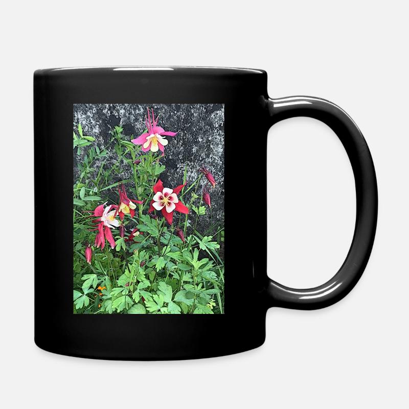 Blume rot weiß - Tasse einfarbig - Schwarz