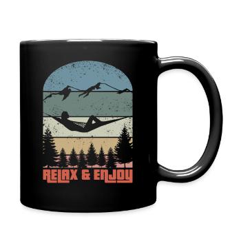 Relax & Enjoy - Tasse einfarbig - Schwarz - Rechts