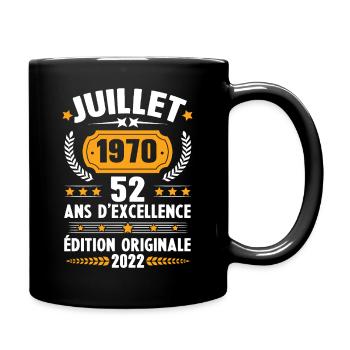 Cadeau d'anniversaire 52 Ans, Né en juillet 1970 - Mug uni - noir - Droite