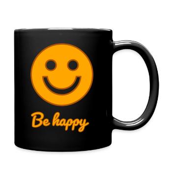Be happy - Tasse einfarbig - Schwarz - Rechts