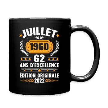 Cadeau d'anniversaire 62 Ans, Né en juillet 1960 - Mug uni - noir - Droite