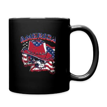 crâne de cow-boy américain - Mug uni - noir - Droite