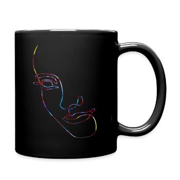 Dessin au trait silhouette féminine Visages féminins visage - Mug uni - noir - Droite