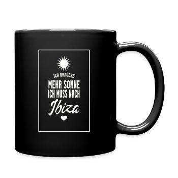 Ibiza Spruch Sonne - Tasse einfarbig - Schwarz - Rechts