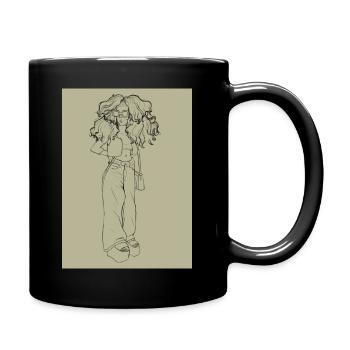 Petite fille noire Vibing - Mug uni - noir - Droite