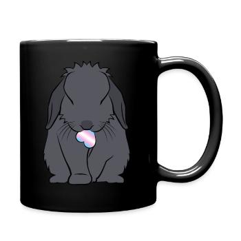 Kaninchen Hase LGBT transgender Herz grau - Tasse einfarbig - Schwarz - Rechts