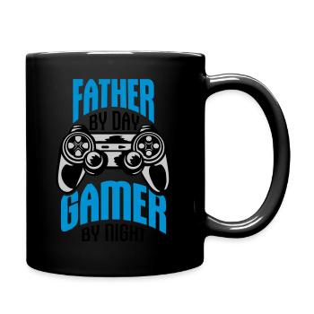 Father by day Gamer - Tasse einfarbig - Schwarz - Rechts
