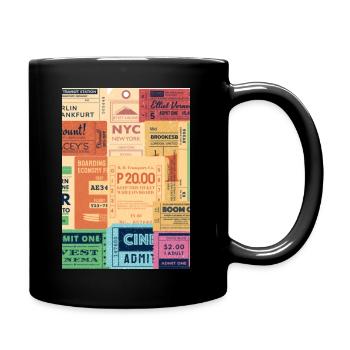 Old Tickets - Tasse einfarbig - Schwarz - Rechts