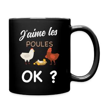 J'aime les poules OK Passion Ferme Elevage - Mug uni - noir - Droite