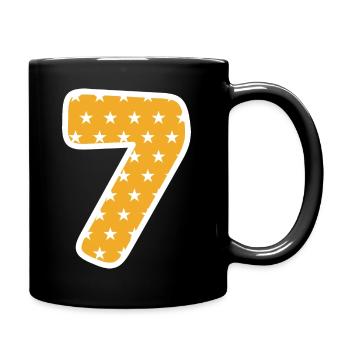 Sieben - Tasse einfarbig - Schwarz - Rechts