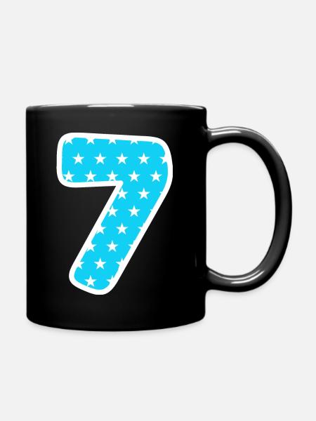 Zahl 7 - Tasse einfarbig - Schwarz