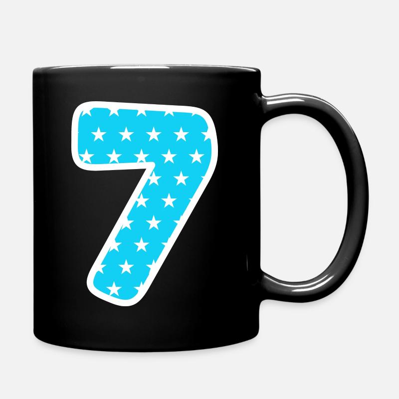 Zahl 7 - Tasse einfarbig - Schwarz
