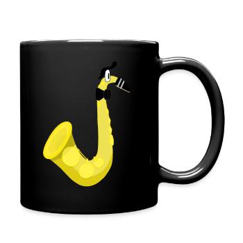 Comic Figur Saxophon - Tasse einfarbig - Schwarz - Rechts
