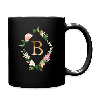 Fleurs Bouquet Boho Monogram B personnalisable - Mug uni - noir - Droite