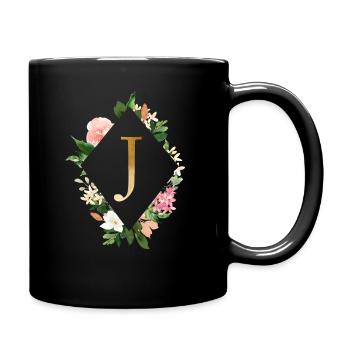 Fleurs Bouquet Boho Monogram J personnalisable - Mug uni - noir - Droite