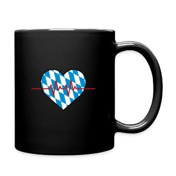 Herzschlag Liebe Bayern - Tasse einfarbig - Schwarz - Rechts