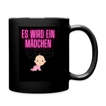 Es wird ein Mädchen - Tasse einfarbig - Schwarz - Rechts