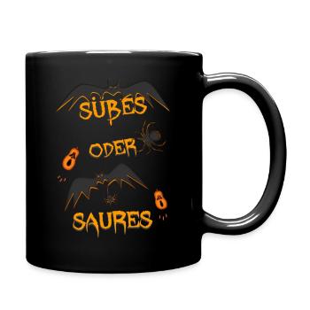 Süßes oder Saures - Tasse einfarbig - Schwarz - Rechts