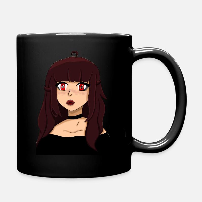 Anime Girl with Red Eyes - Full Colour Mug - black