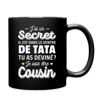 jai un secret / je vais être cousin / futur cousin - Mug uni - noir - Droite