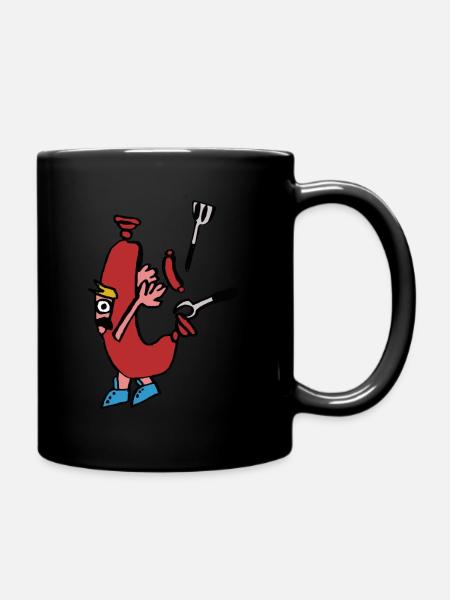 Schreiendes Würstchen - Tasse einfarbig - Schwarz