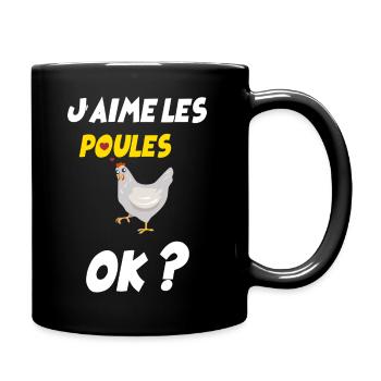 Mes Poules Je Les Aimes Cadeau Papa Maman - Mug uni - noir - Droite
