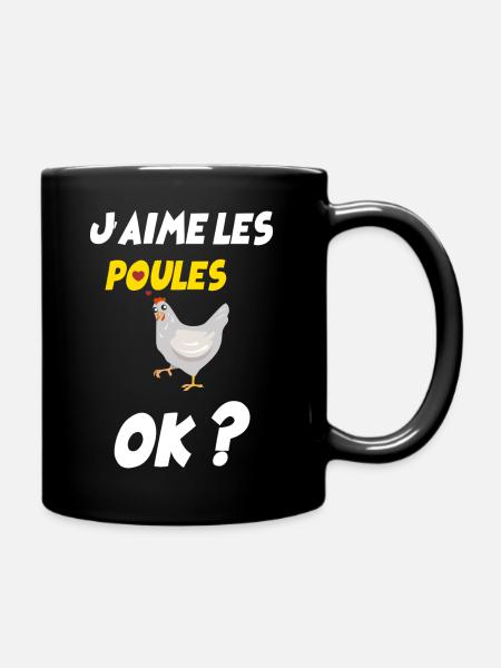 Mes Poules Je Les Aimes Cadeau Papa Maman - Mug uni - noir