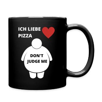 Ich Liebe Pizza schäme mich nicht dicker Bauch DE - Tasse einfarbig - Schwarz - Rechts