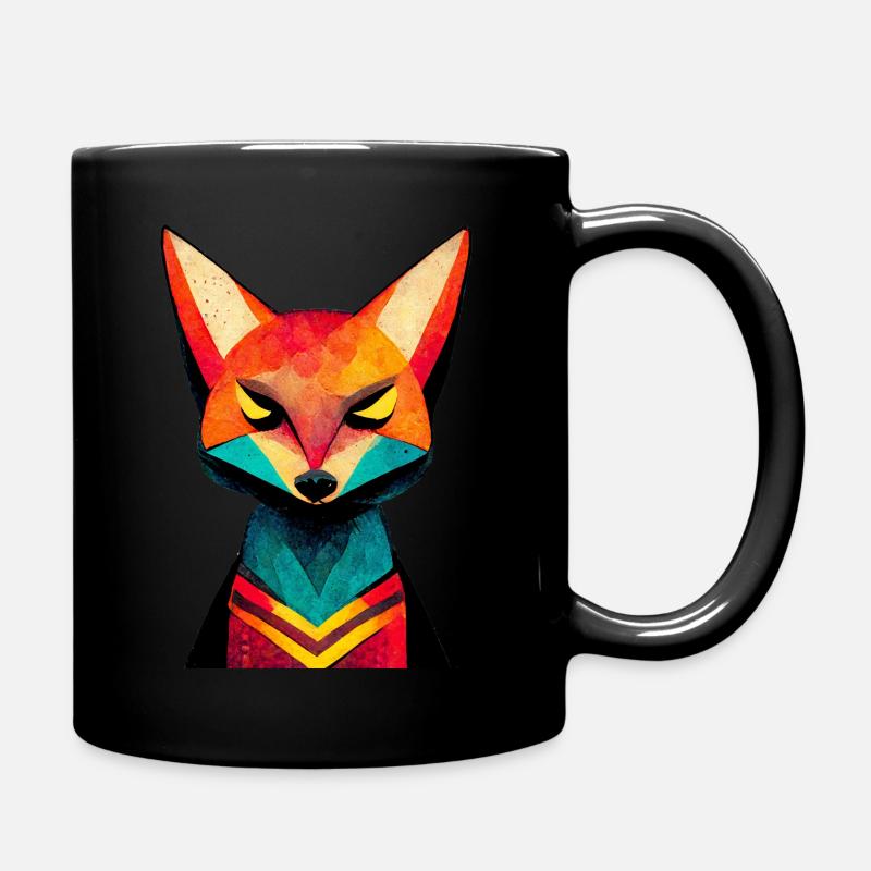 Bunter Fuchs in Fraktal Welt - Tasse einfarbig - Schwarz