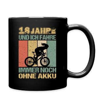 Geburtstag 18 Fahrradfahrerin Retro Frauen - Tasse einfarbig - Schwarz - Rechts