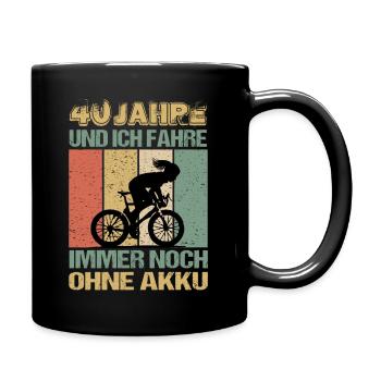 Geburtstag 40 Fahrradfahrerin Retro Frauen - Tasse einfarbig - Schwarz - Rechts