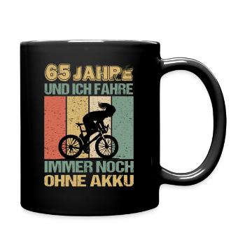 Geburtstag 65 Fahrradfahrerin Retro Frauen - Tasse einfarbig - Schwarz - Rechts