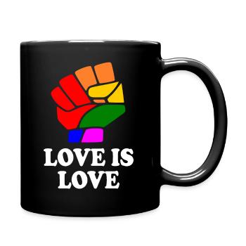 Love is love - Tasse einfarbig - Schwarz - Rechts