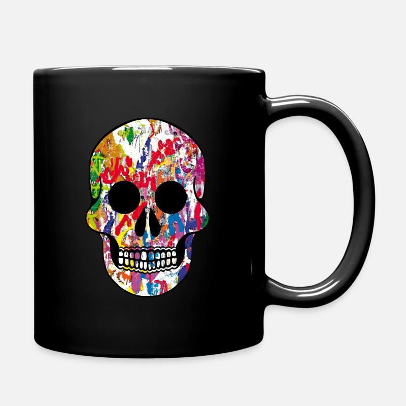 Totenkopf-Graffiti - Tasse einfarbig - Schwarz