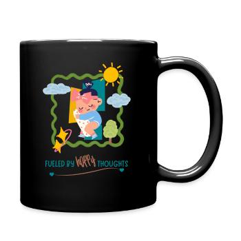 Fueled by Happy Thoughts - Pregnancy Announcement - Full Colour Mug - black - Right