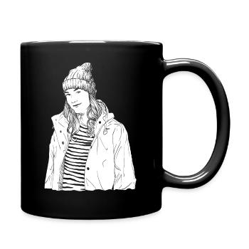Nordsee Frau Nerd Typisch Geschenkidee - Tasse einfarbig - Schwarz - Rechts